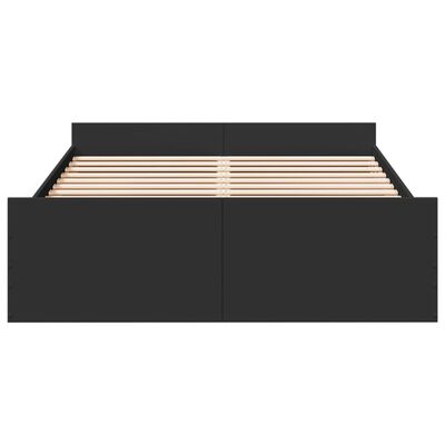 vidaXL Cama con cajones madera de ingeniería negro 135x190 cm