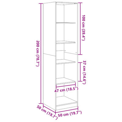 vidaXL Armario de madera contrachapada negro 50x50x200 cm