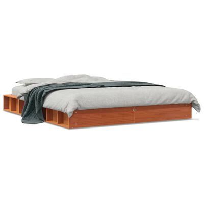 vidaXL Cama sin colchón madera maciza de pino marrón cera 160x200 cm