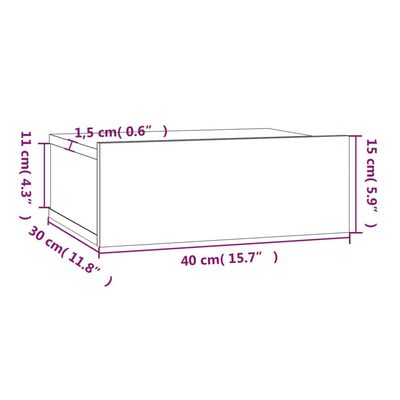 vidaXL Mesita de noche flotante 2 uds madera gris Sonoma 40x30x15 cm