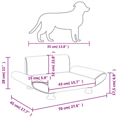 vidaXL Cama para perros de tela negra 70x45x28 cm