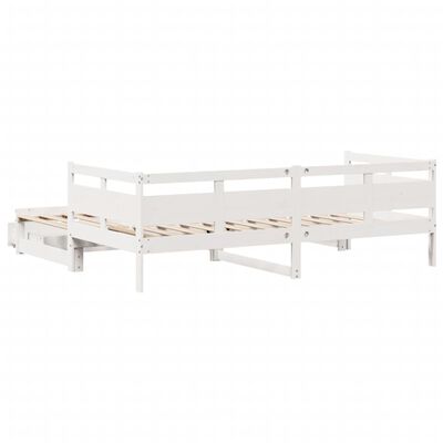 vidaXL Sofá cama nido con cajones madera maciza pino blanca 80x200 cm