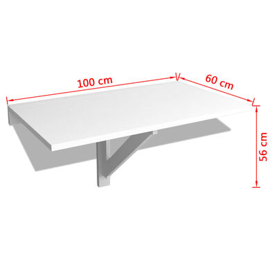 vidaXL Mesa plegable de pared blanco 100x60 cm