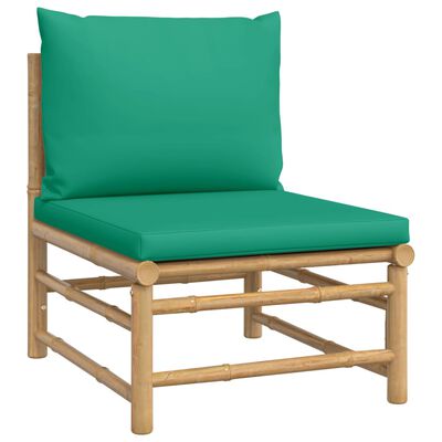 vidaXL Set de muebles de jardín 7 piezas bambú con cojines verde