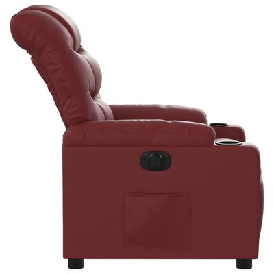 vidaXL Sillón reclinable eléctrico de cuero sintético rojo tinto