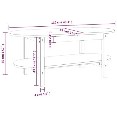 vidaXL Mesa de centro de madera maciza de pino gris 110x55x45 cm