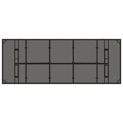 vidaXL Mesa de jardín superficie de vidrio ratán PE negro 240x90x75 cm