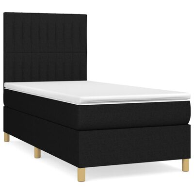 vidaXL Cama box spring con colchón tela negro 90x190 cm