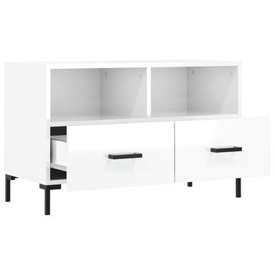 vidaXL Mueble de TV madera contrachapada blanco brillo 80x36x50 cm