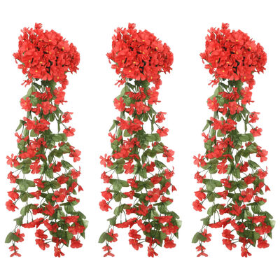 vidaXL Guirnaldas de flores de Navidad 3 uds rojo 85 cm