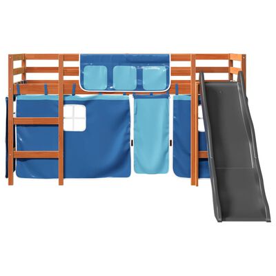 vidaXL Cama alta para niños con cortinas madera pino azul 80x200 cm