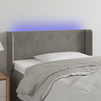 vidaXL Cabecero con LED de terciopelo gris claro 83x16x78/88 cm