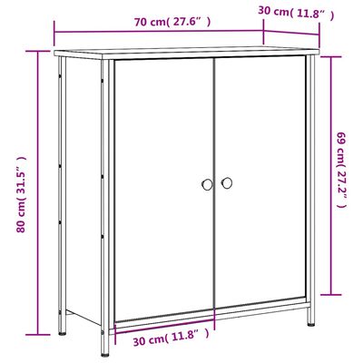 vidaXL Aparador de madera de ingeniería roble ahumado 70x30x80 cm