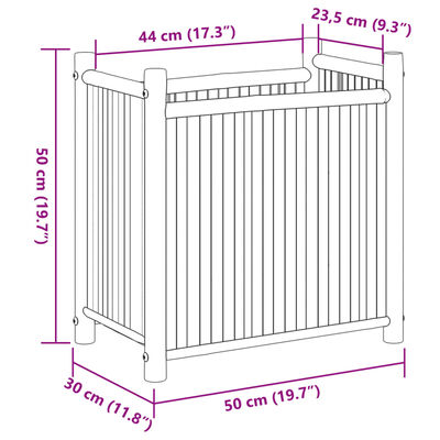 vidaXL Jardinera de bambú 50x30x50 cm