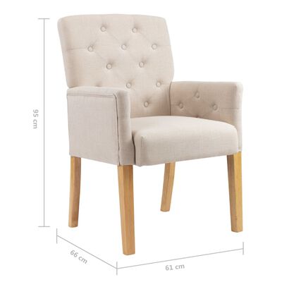 vidaXL Silla de comedor con reposabrazos de tela beige