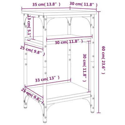 vidaXL Mesa auxiliar madera contrachapada roble Sonoma 35x30x60 cm