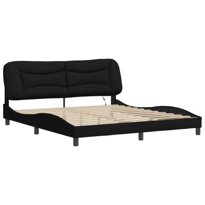 vidaXL Estructura de cama con luces LED tela negro 180x200 cm