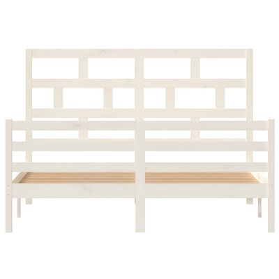 vidaXL Estructura de cama madera maciza blanca King Size 150x200 cm