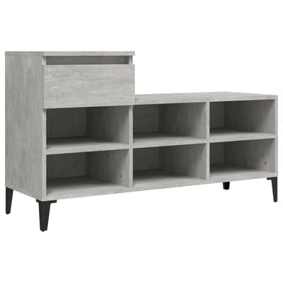 vidaXL Mueble zapatero madera contrachapada gris hormigón 102x36x60 cm