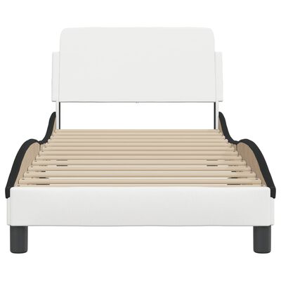 vidaXL Cama sin colchón cuero sintético blanco negro 80x200 cm