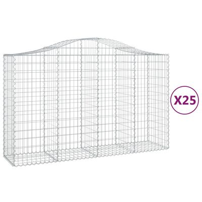 vidaXL Cestas gaviones 25 uds forma de arco hierro 200x50x120/140 cm