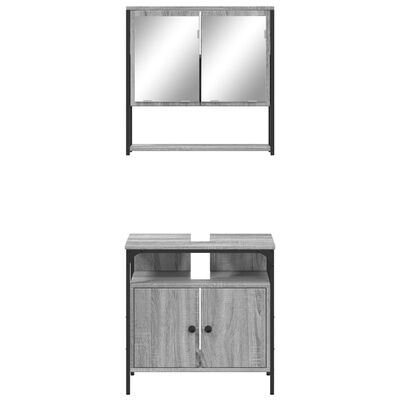 vidaXL Set de muebles de baño 2 pzas madera contrachapada gris sonoma