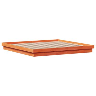 vidaXL Estructura de cama LED madera maciza pino marrón cera 120x200cm