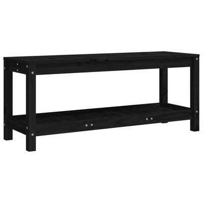 vidaXL Banco de jardín de madera maciza de pino negro 108x35x45 cm