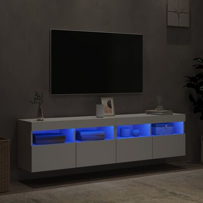 vidaXL Muebles de TV de pared con luces LED 2 uds blanco 80x30x40 cm