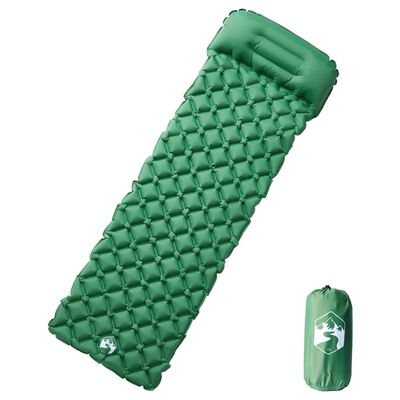 vidaXL Colchón de camping inflable con almohada 1 persona verde