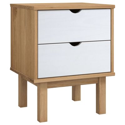 vidaXL Mesita de noche OTTA madera de pino marrón y blanco 45x39x57 cm