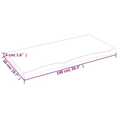 vidaXL Estante pared madera roble tratada marrón claro 100x50x(2-4) cm