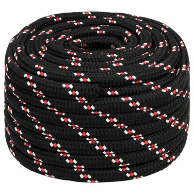 vidaXL Cuerda de barco polipropileno negra 20 mm 50 m