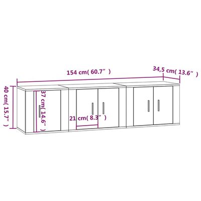 vidaXL Set de muebles para TV 3 pzas madera contrachapada roble marrón