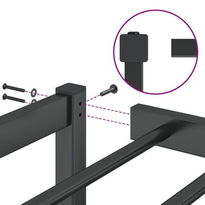 vidaXL Estructura de cama metal negro 75x190 cm