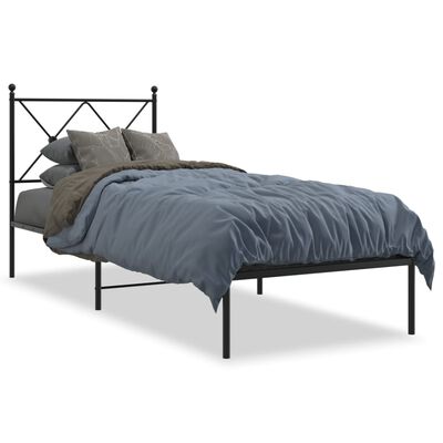 vidaXL Estructura cama sin colchón con cabecero metal negro 75x190 cm