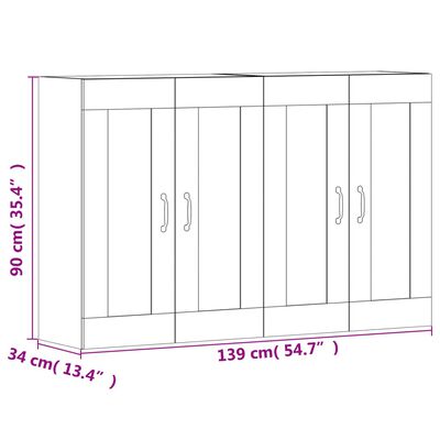 vidaXL Armarios de pared 2 uds madera de ingeniería roble Sonoma