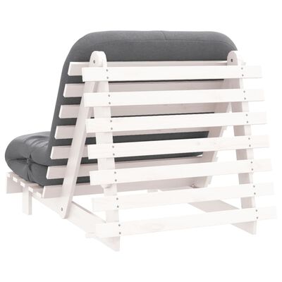 vidaXL Futón sofá cama con colchón madera maciza blanco 80x206x11 cm