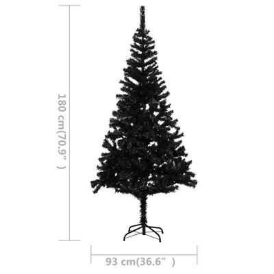 vidaXL Árbol de Navidad preiluminado con luces y bolas negro 180 cm