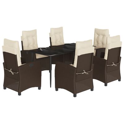 vidaXL Set comedor de jardín 7 pzas con cojines ratán sintético marrón