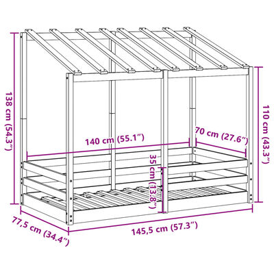 vidaXL Cama para niños madera maciza de pino 70x140 cm