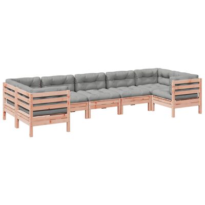 vidaXL Set de sofás jardín 7 pzas con cojines madera abeto Douglas