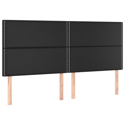 vidaXL Cama box spring colchón y LED cuero sintético negro 180x200 cm