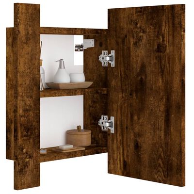 vidaXL Armario de baño con espejo LED madera roble ahumado 40x12x45 cm