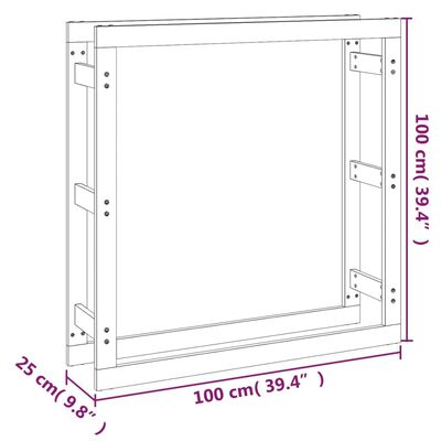 vidaXL Estante para leña madera maciza de pino gris 100x25x100 cm