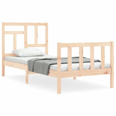 vidaXL Estructura de cama con cabecero madera maciza 90x200 cm