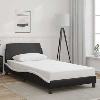 vidaXL Estructura de cama con cabecero cuero sintético negro y blanco