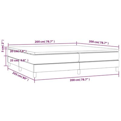 vidaXL Cama box spring con colchón terciopelo gris claro 200x200 cm