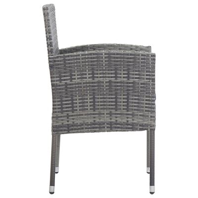 vidaXL Juego de comedor jardín 7 pzas ratán sintético acero gris negro