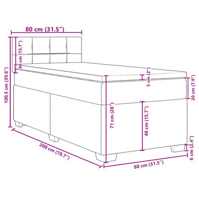 vidaXL Cama box spring con colchón tela gris taupe 80x200 cm